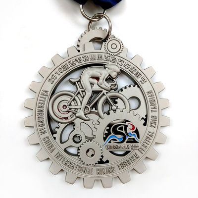 Buy Custom Hollow Out Personalised Cycling Medals With Matt Nickel Plating online manufacture