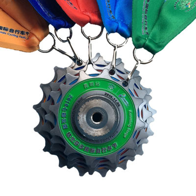 Buy Zinc Alloy / Brass Bike Race Medals With Logo Printed Custom Cycling Medals online manufacture