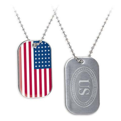 Buy Mold Free Blank Pet ID Tags Engraved Custom American Flag Dog Tag With Chain Aluminium Material Logo online manufacture