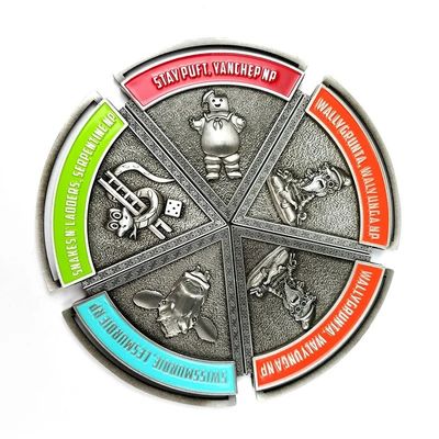 Buy 5 Part Antique Segment Silver Custom Medals With Magnet Custom die cast online manufacture