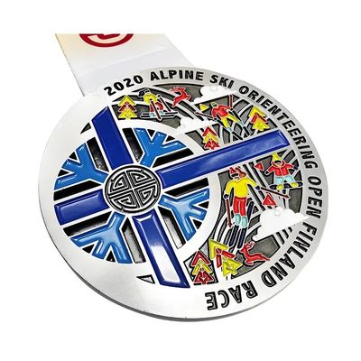 Buy 3″ 76mm Zinc Alloy Winter Skiing Metallic Christmas Running Medals Ski Race Award online manufacture