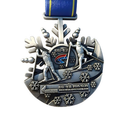 Buy 3″ 76mm Customized Zinc Alloy Winter Skiing Metallic Event Medals Christmas Ski Race Award online manufacture