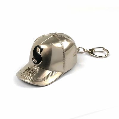 Buy Customized Single Metal Color Cap Logo Design For Round Keyring Loop Round Shape online manufacture