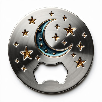 Buy Functional Stylish Metallic Coaster With Bottle Opener Perfect For Casual Get-Togethers Or Quiet Evenings online manufacture