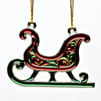 Buy Custom Business Promotion Gifts Polished Silver Sleigh Ornament With Intricate Patterns online manufacture