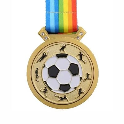 Custom Soccer Medals Engravable / Gold Football Medal with Free Lanyard