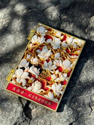Soft Enamel Fridge Magnet With Detailed Winter Village And Celestial Symbols
