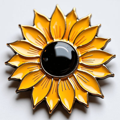 Sunflower Fridge Magnet With Enamel Petals And Resin Center
