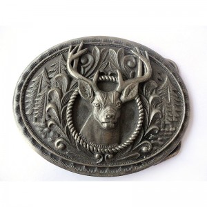 Hot sale antique plated 3D Engraved animal belt buckle