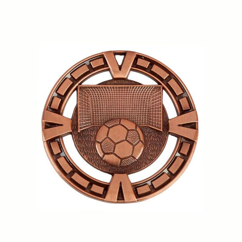 3D Copper Soccer Medal with Cut Out