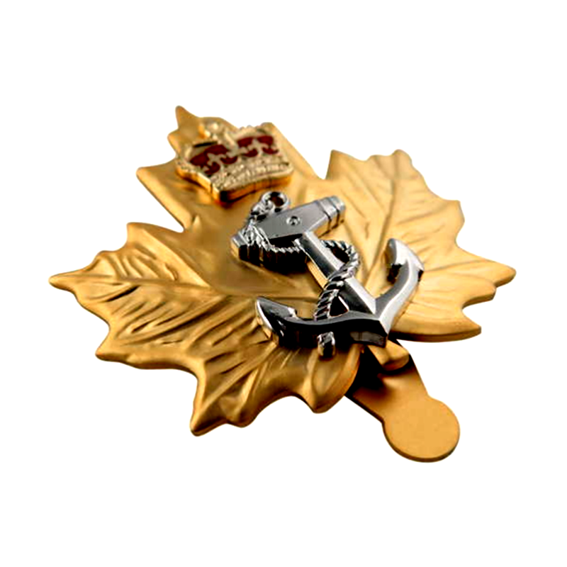 3D Cutout Pins Custom Hollow Matte Gold Emblem Matte Gold Canadian Sea Cadet Cap Badges