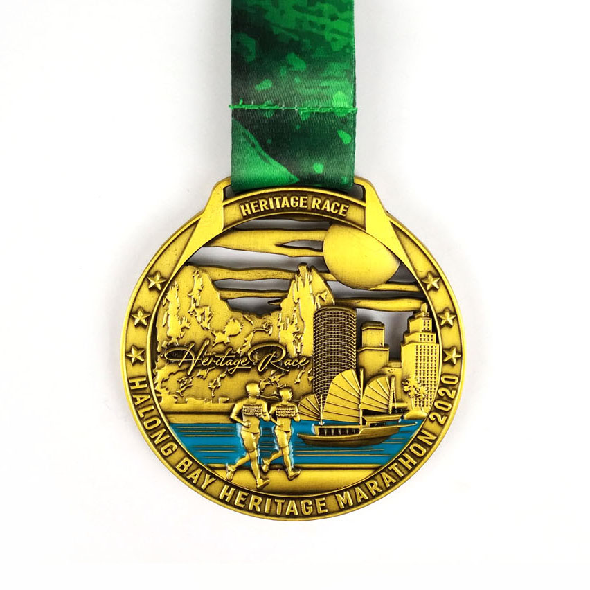 Antique Gold 3D Heritage Marathon Medal