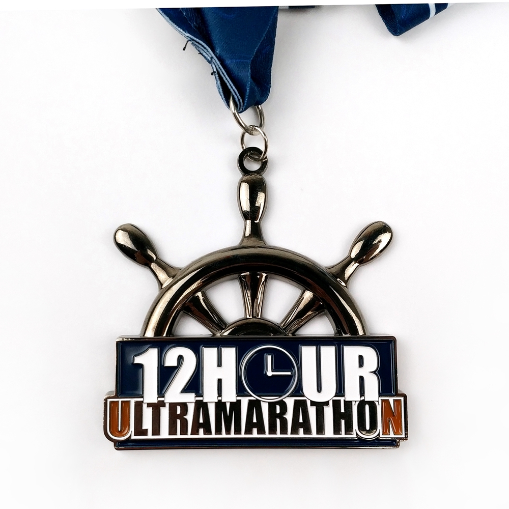 Bespoke 12 Hour Ultra Marathon Medal with Nickel Black Finish