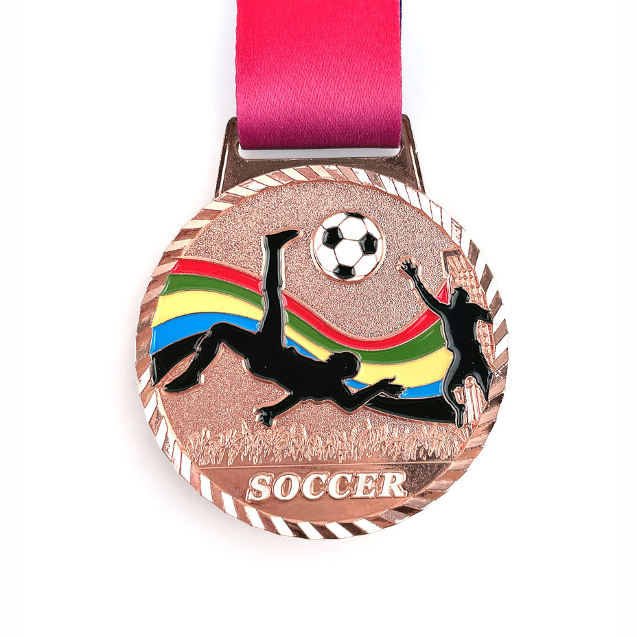 Medalla de fútbol de bronce a medida con logotipo grabado