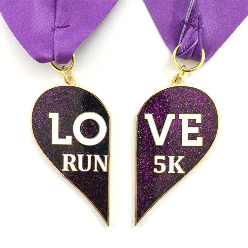 Bespoke Glittering Love Run 5K & 10K Challenge Medal