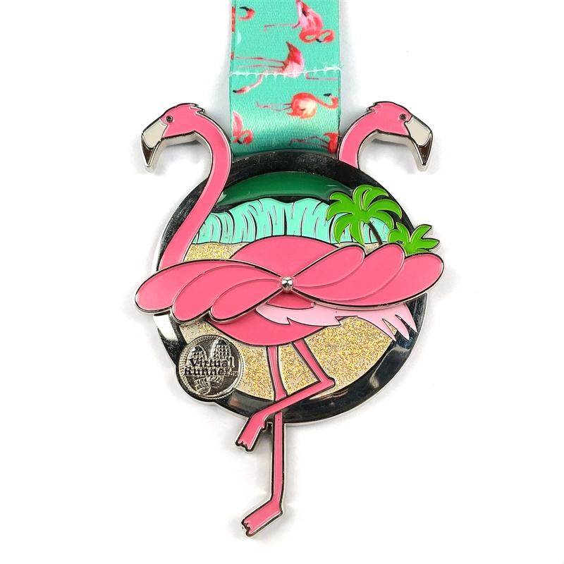Naručena virtualna medalja za trkača koja se vrti u obliku flaminga