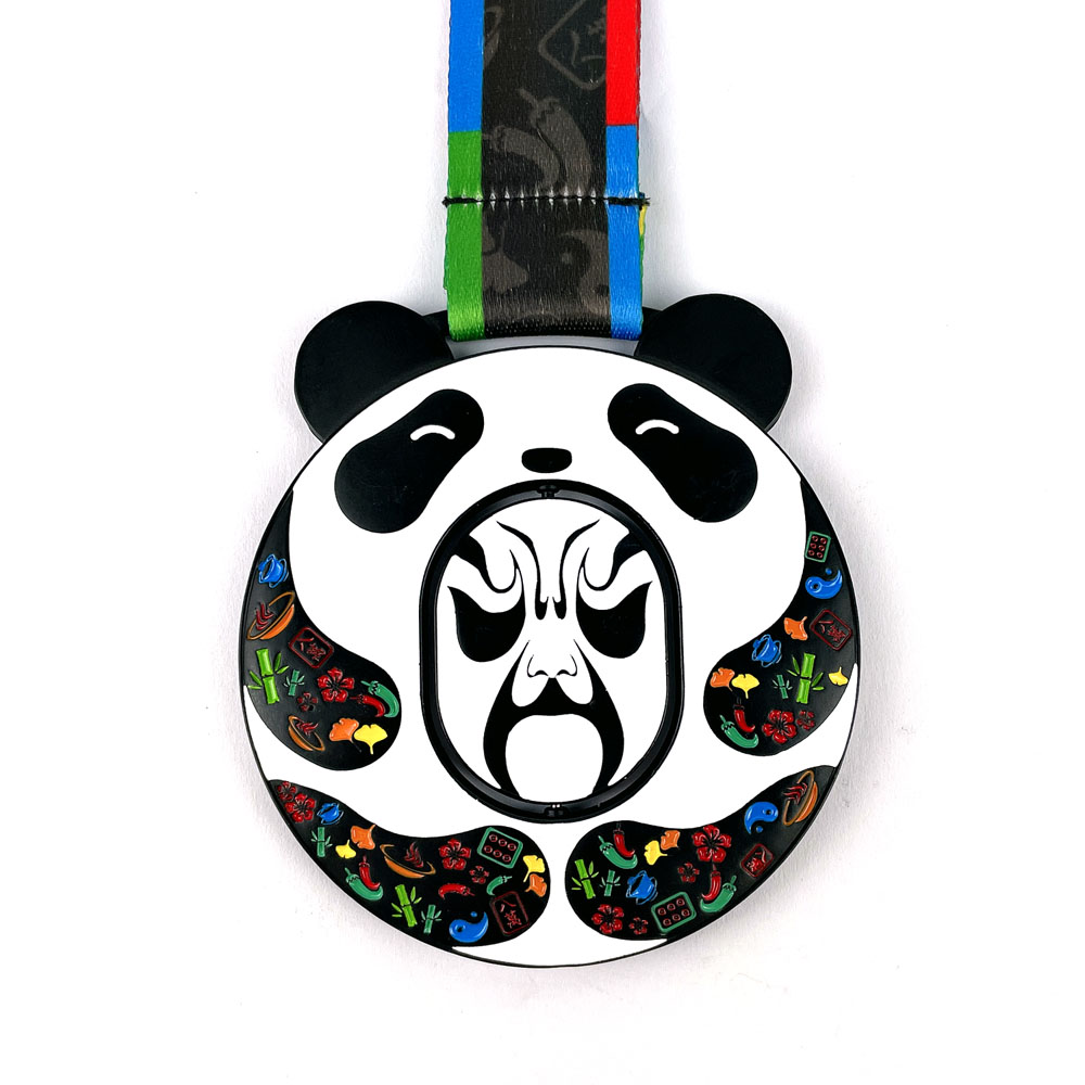 Custom Chengdu International Marathon Medal with Spinning Panda