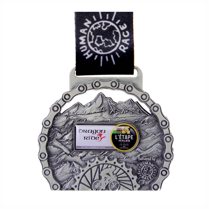Kundenspezifische Medaille für Radrennen mit aufgedrucktem Logo