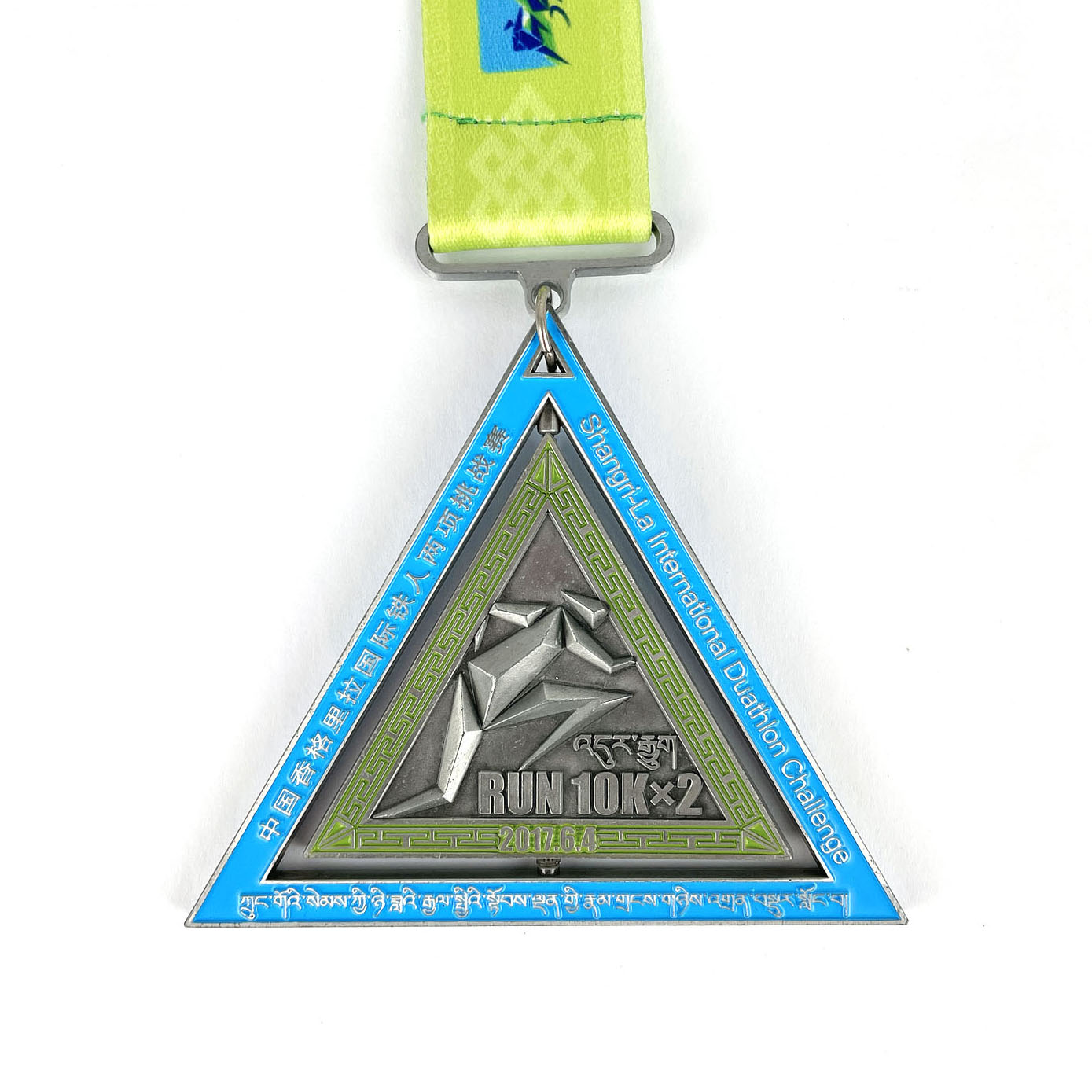 Brugerdefineret Duathlon-medalje med trekantspinder