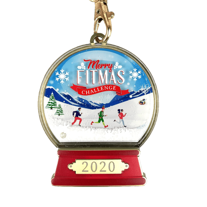 Custom Snow Globe Challenge Medal for Santa Xmas Run