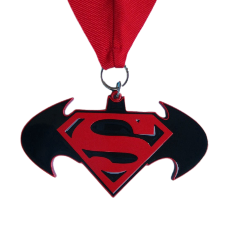 Customized Black & Red Superman Run Medal