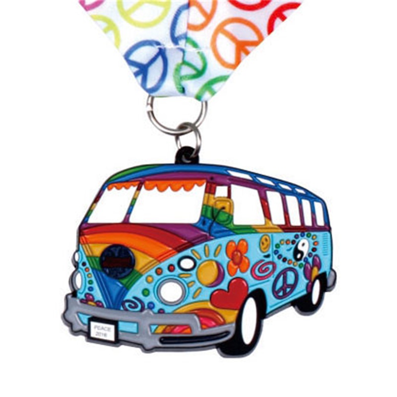 Customized Enamelled Colorful Bus Medal