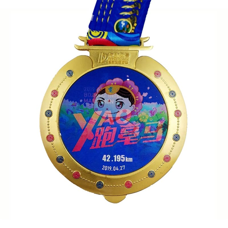 Customized Gold Holographic Medal with Ribbon