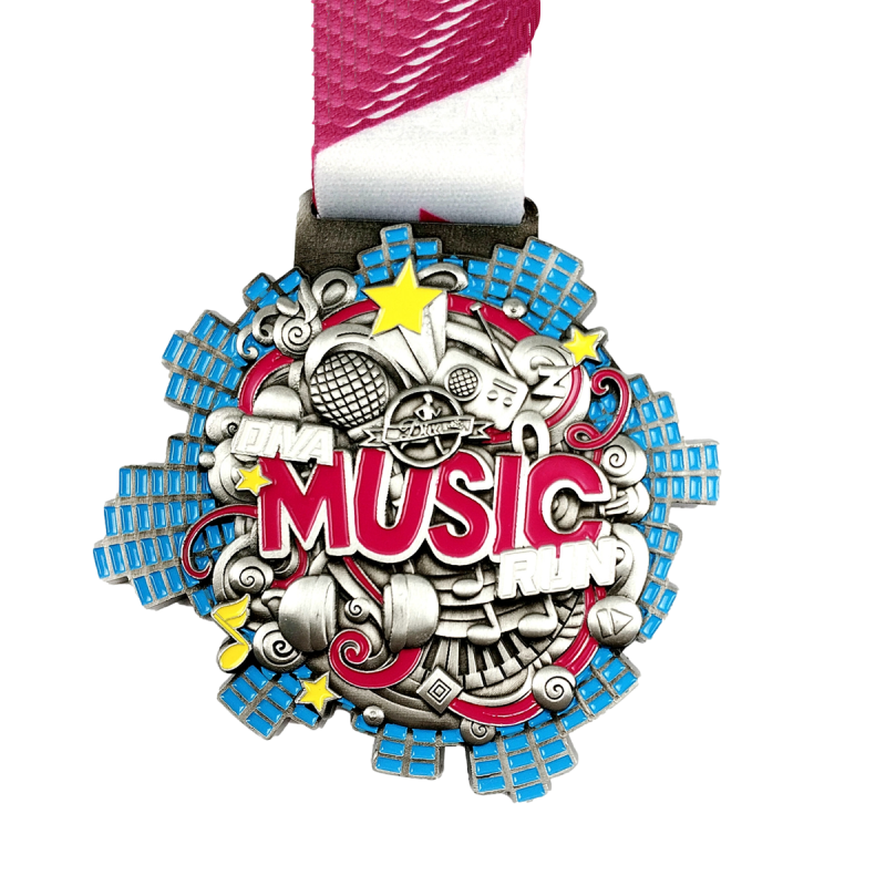 Medali Lari Musik 3D Enamel yang Dipersonalisasi