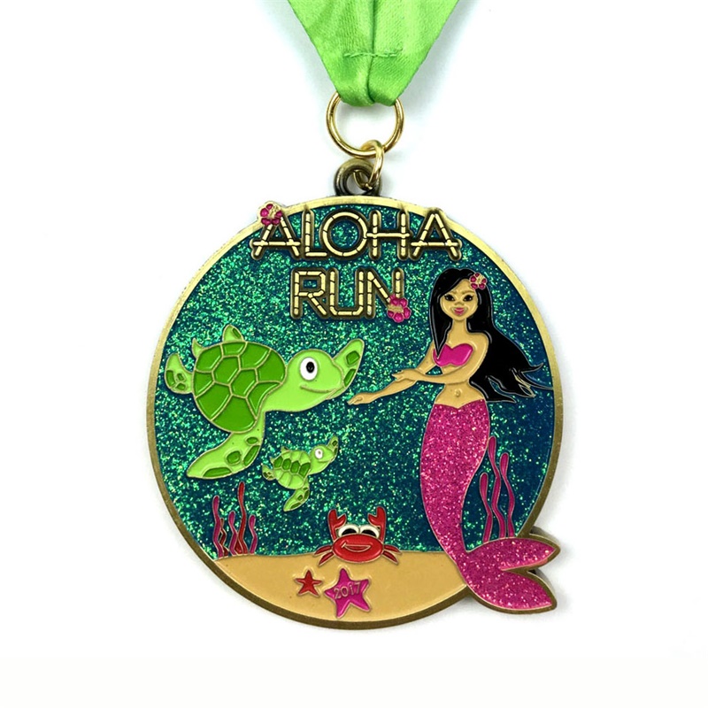 Personalized Glitter Aloha Run Medal