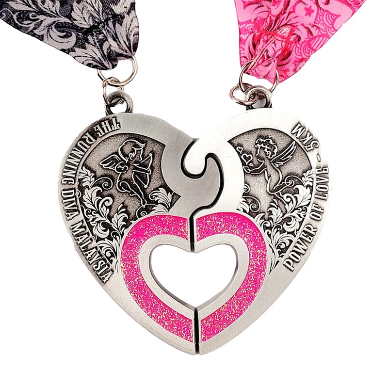 Personalized Heart-shaped Two-Part Interlocking Love Run Medal
