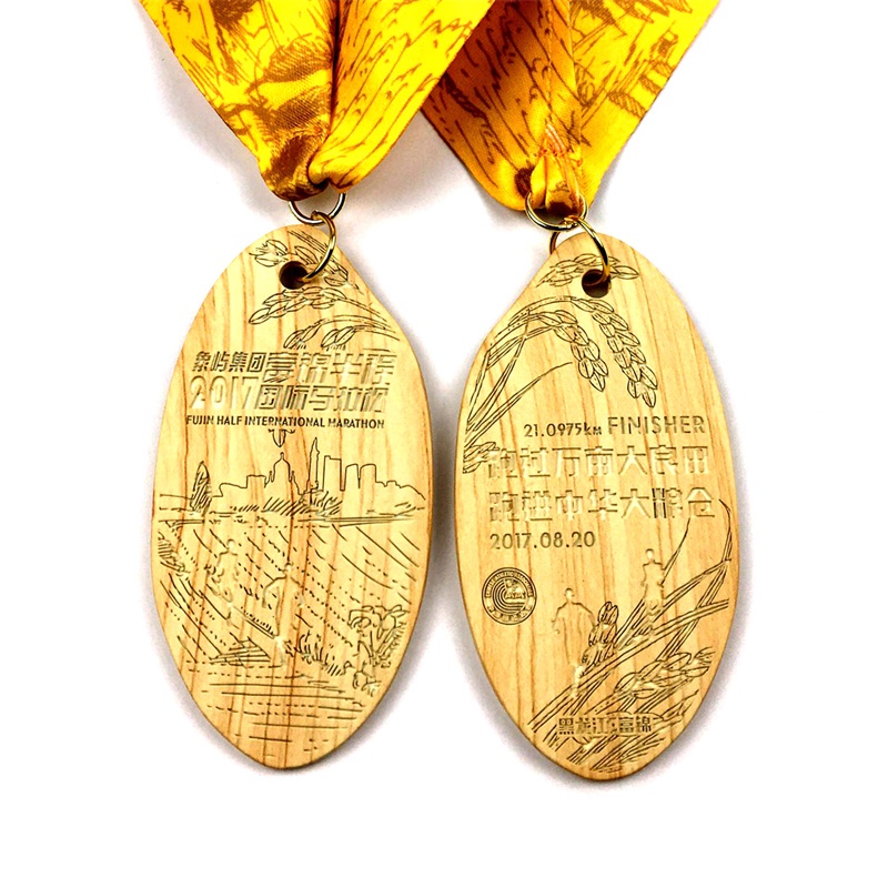 Personalized Runner Medal with Wheat Painted