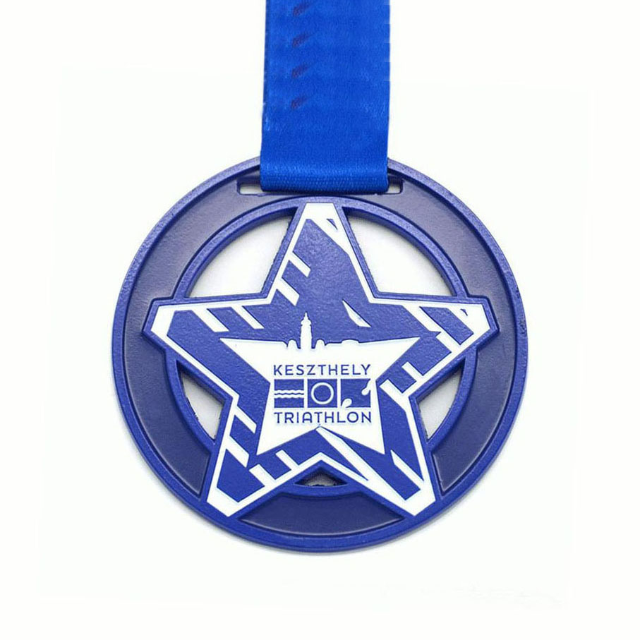 Personalized Star Triathlon Medal with Color Spray