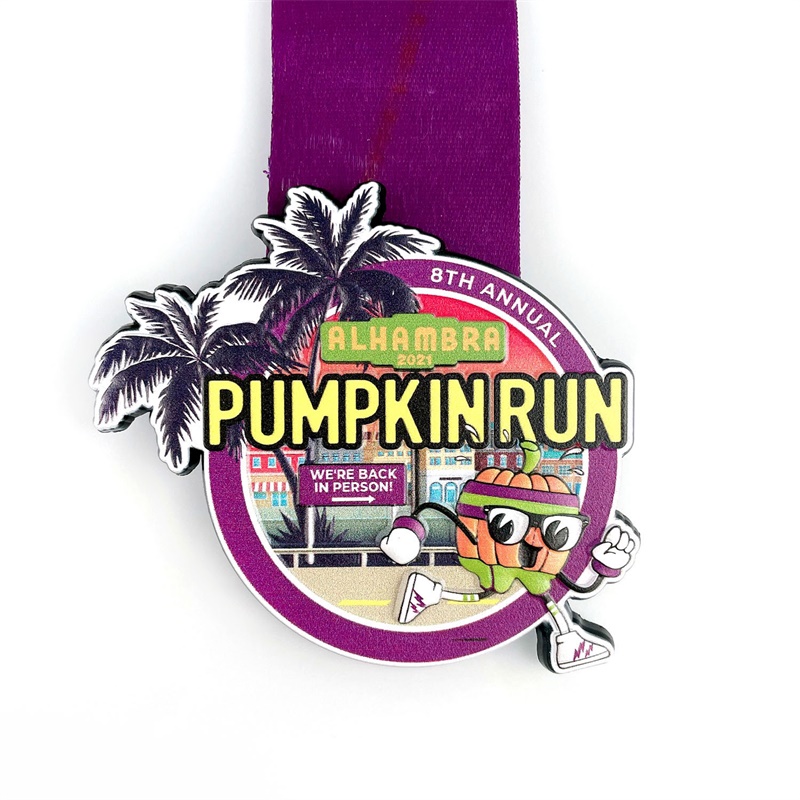 Personalized UV Printed Pumpkin Run Medal
