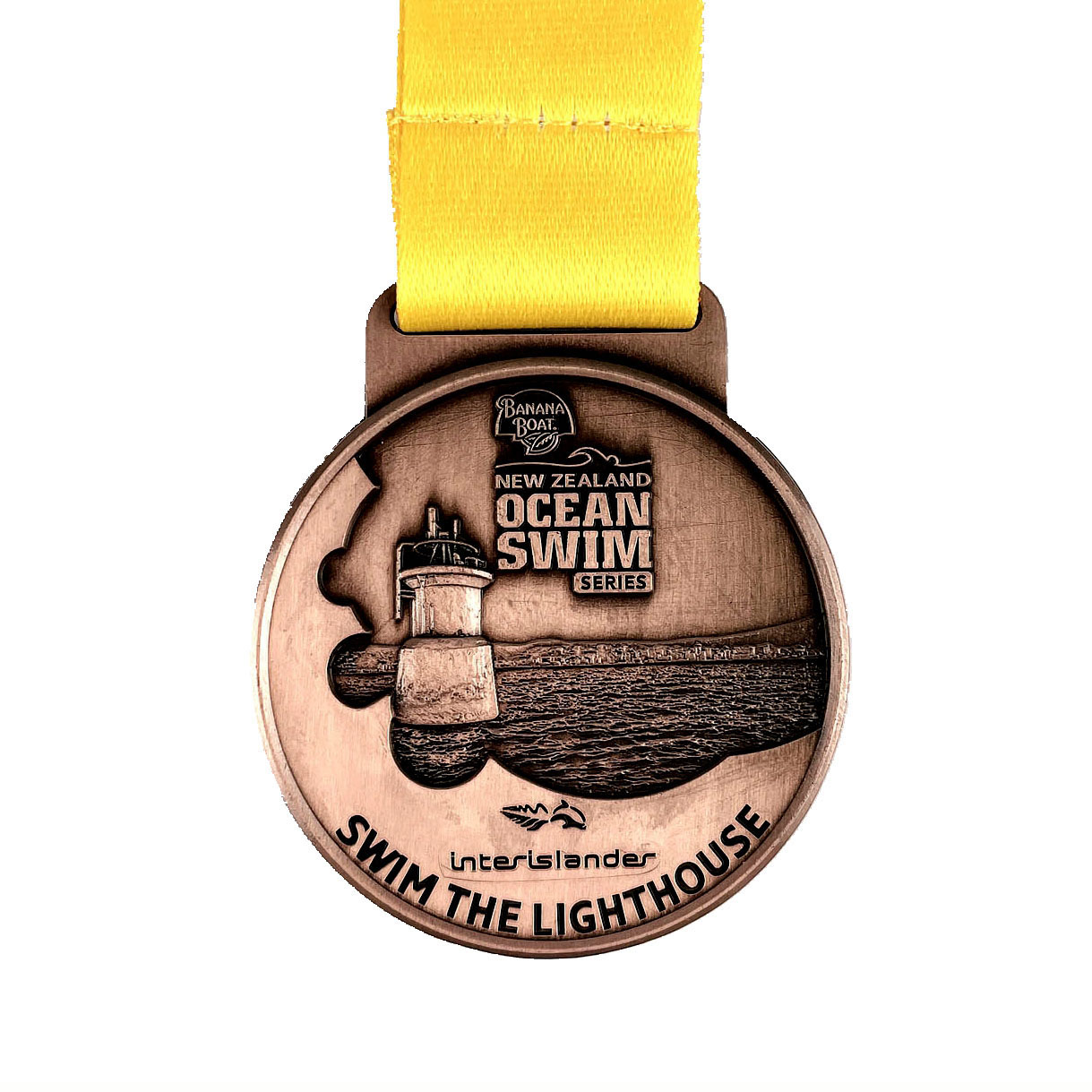 Unique Ocean Swim Series Medal with Personalized Ribbon