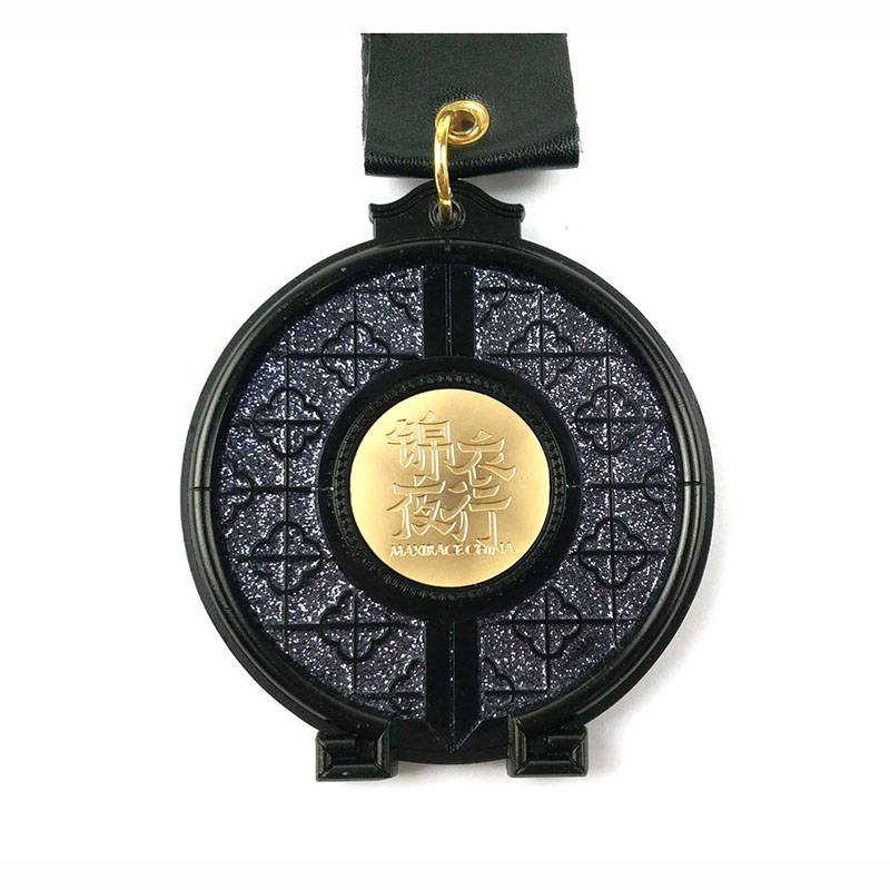 Virtual Maxrace Medal with Black Finish and Glitter Color