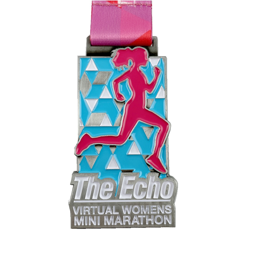 Virtual Womens Mini Marathon Medal with Custom Ribbon